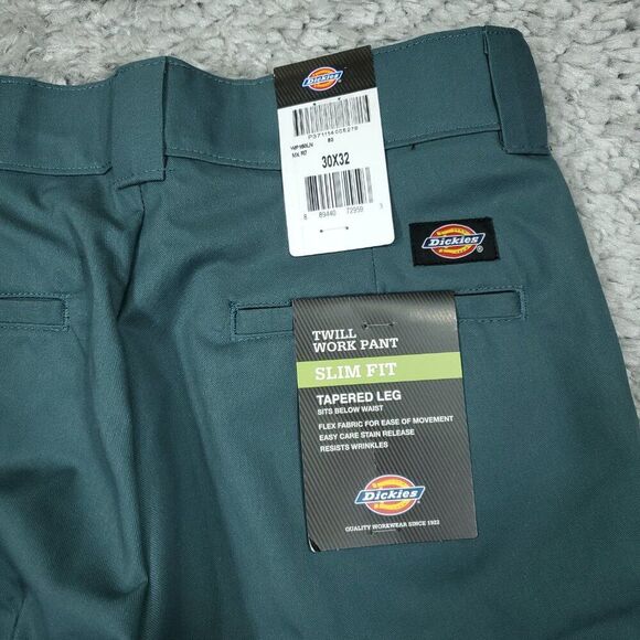 Dickies Slim Fit Tapered Twill Flex Green Work Pants Men's Size 30 x 32 - Picture 6 of 8